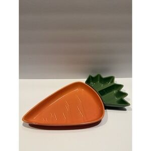 Ceramic Carrot Chip and Dip Serving Tray Easter Spring Platter Set